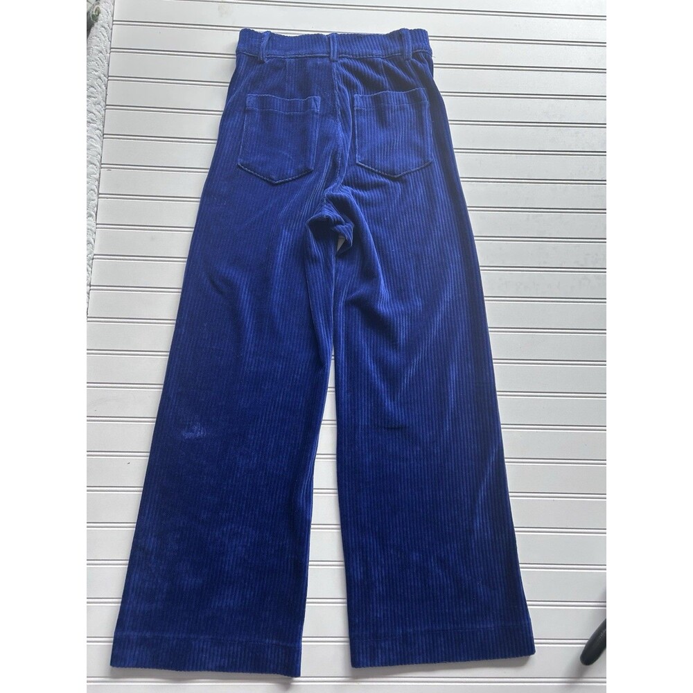 Z Supply Royal Blue Corduroy Wide Leg Pants XS High Rise Cobalt Ribbed Stretch - Picture 3 of 9
